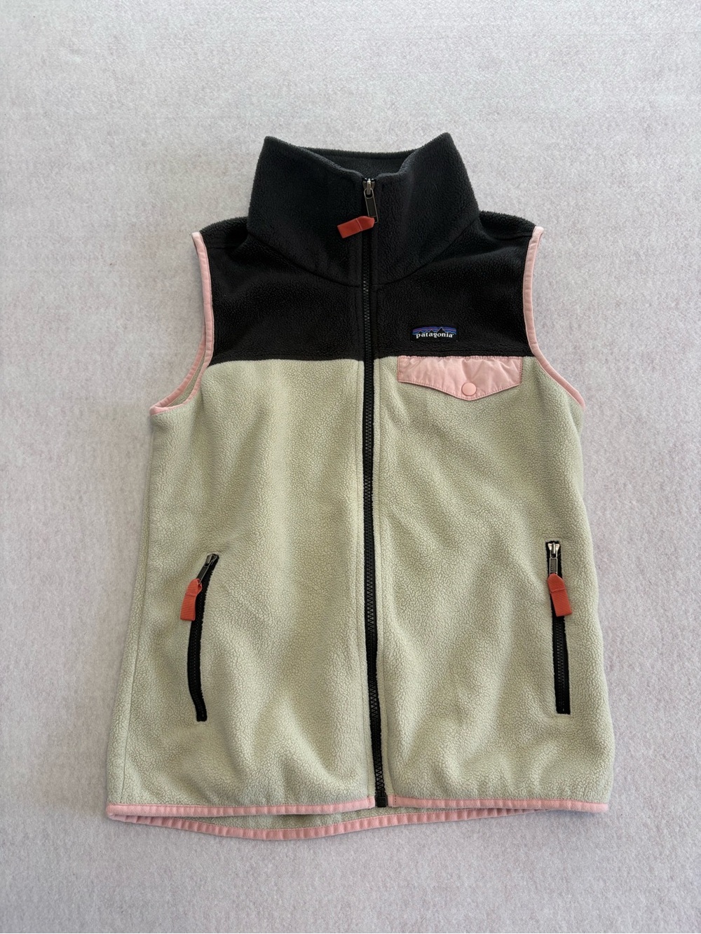 Patagonia Women's Synchilla Fleece Vest Full Zip Small White Pink Pockets S